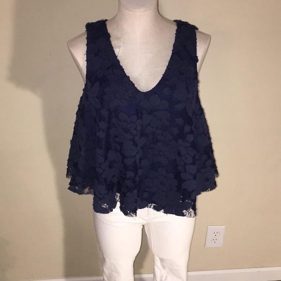 Anthropologie Tops - ❤️Anthropology Maeve navy lace blouse